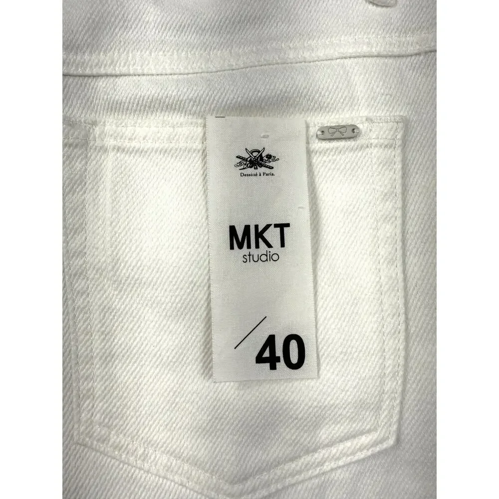 MKT Studio women Boy's fit THE KELLY White  Jeans Slim Sz 40/12 NWT light weight